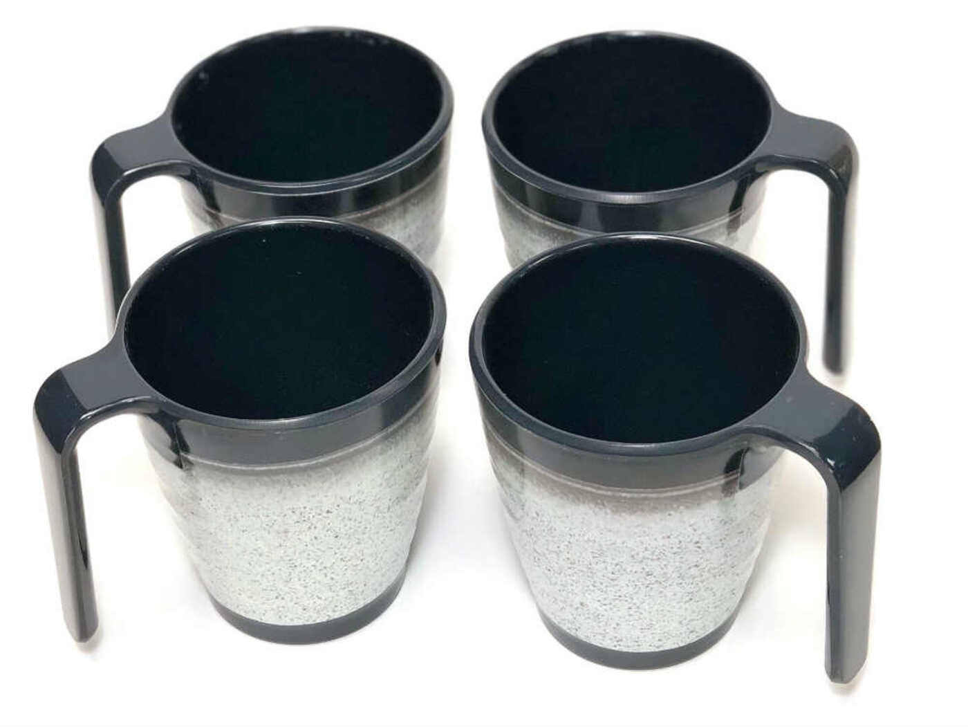 Flamefield Granite Grey Stacking Mugs x4 Plastic Premium Melamine 