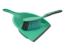 JVL Dust Pan & Brush with Rubber Grip Turquoise