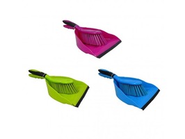 JVL Dust Pan & Brush with Rubber Grip
