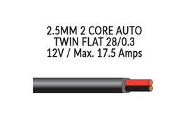 2 Core 2.5mm Flat 12V Cable 28/0.3mm - Red / Black