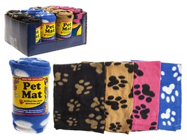Pet Mat with Printed Paw Design 55 x 80cm - Assorted Colours